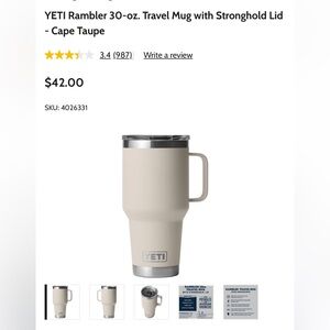 YETI Rambler Mug with Stronghold Lid in Taupe